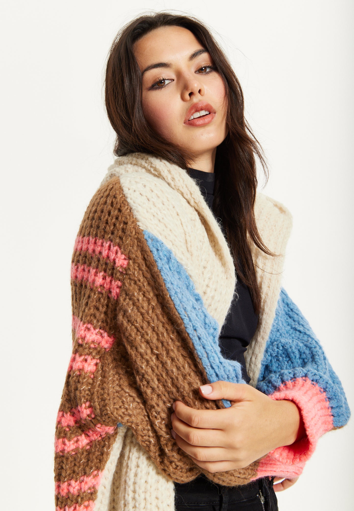 
                  
                    Wool Blend Colour Block Hooded Cardigan
                  
                