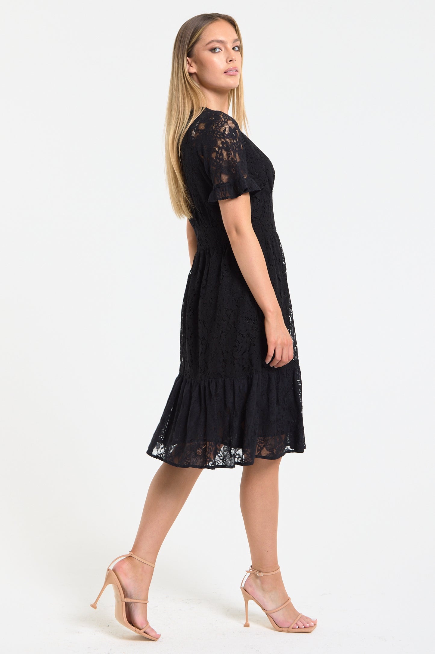 
                  
                    Black Lace V Neck Midi Dress
                  
                