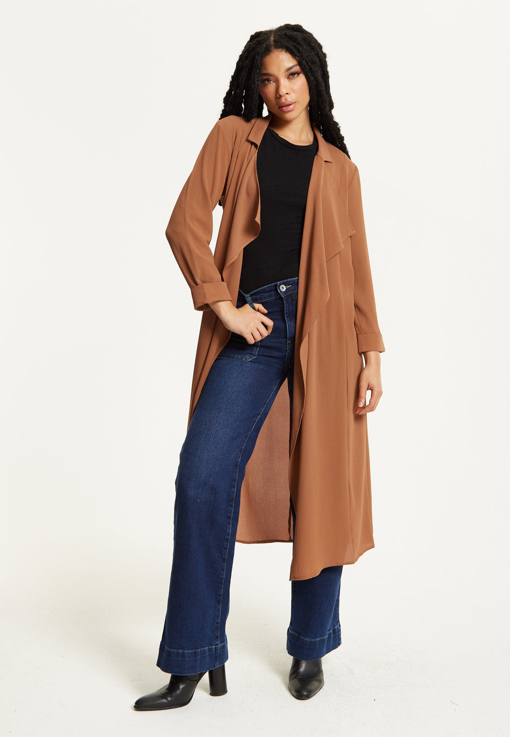 Camel Waterfall Duster Coat