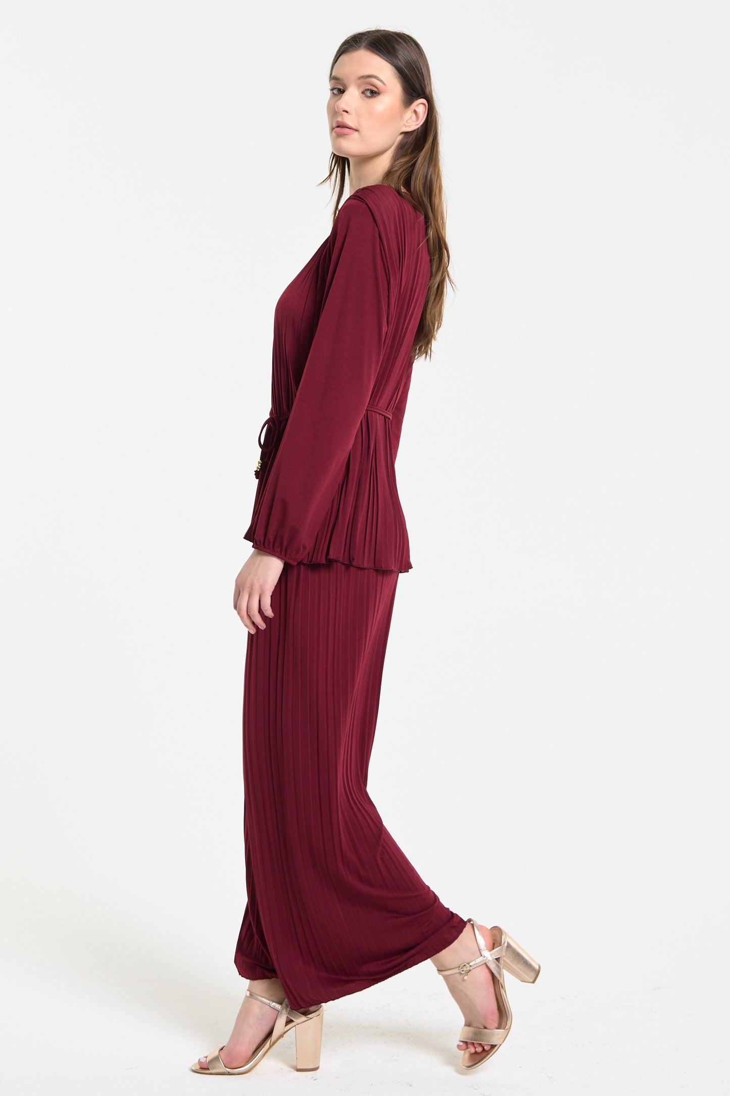 
                  
                    Pleated Burgundy Top and Trouser Set
                  
                