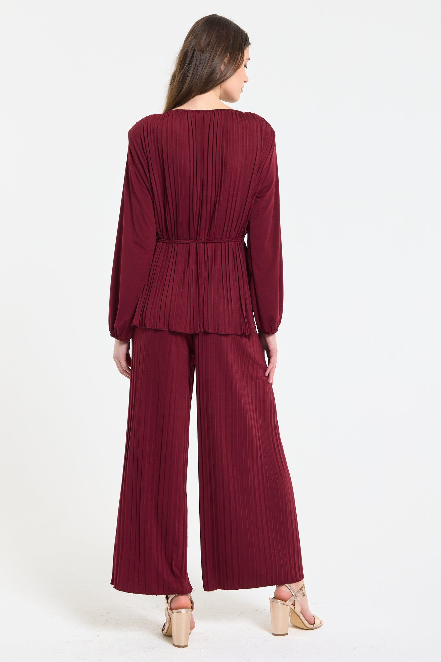 
                  
                    Pleated Burgundy Top and Trouser Set
                  
                
