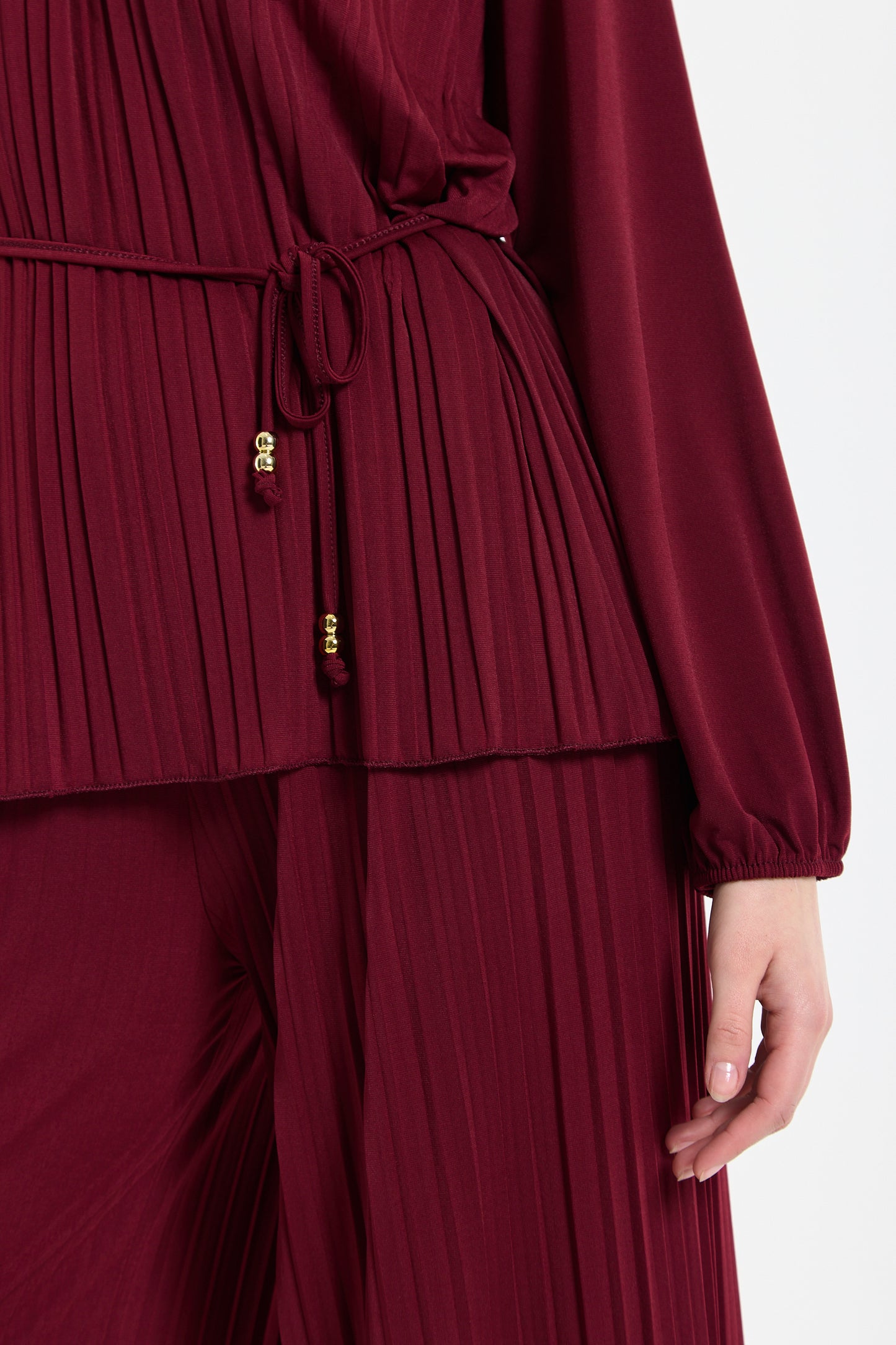 
                  
                    Pleated Burgundy Top and Trouser Set
                  
                