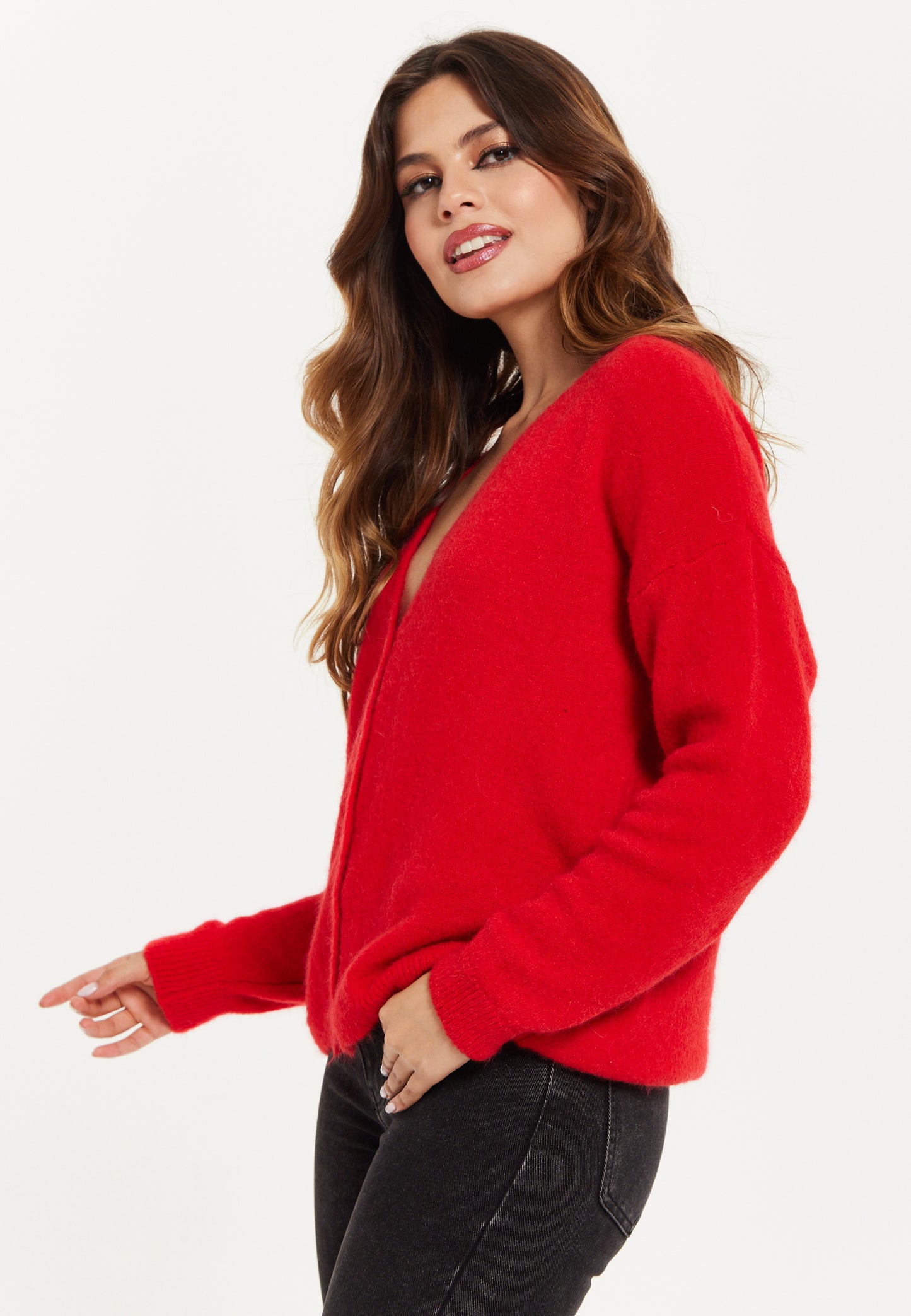 
                  
                    Liquorish Super Soft Cardigan in Red
                  
                