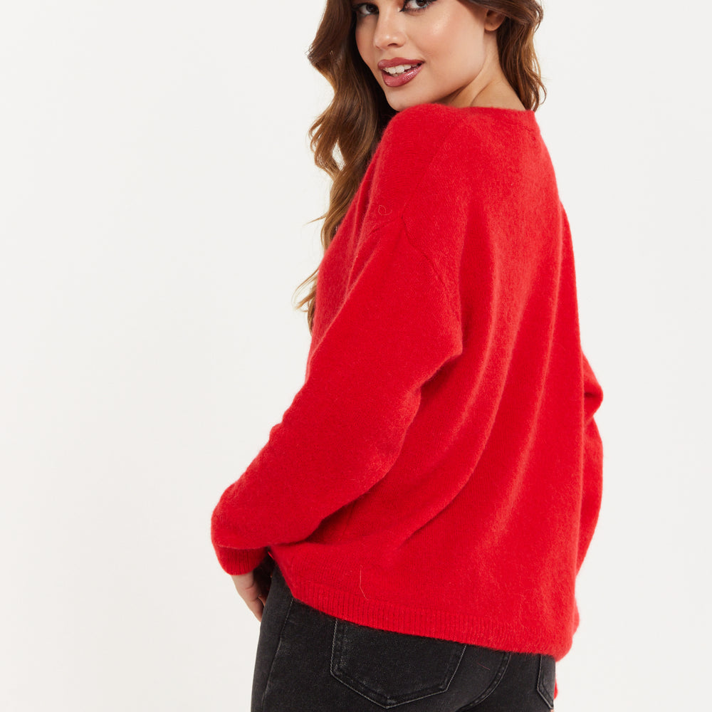 
                  
                    Liquorish Super Soft Cardigan in Red
                  
                