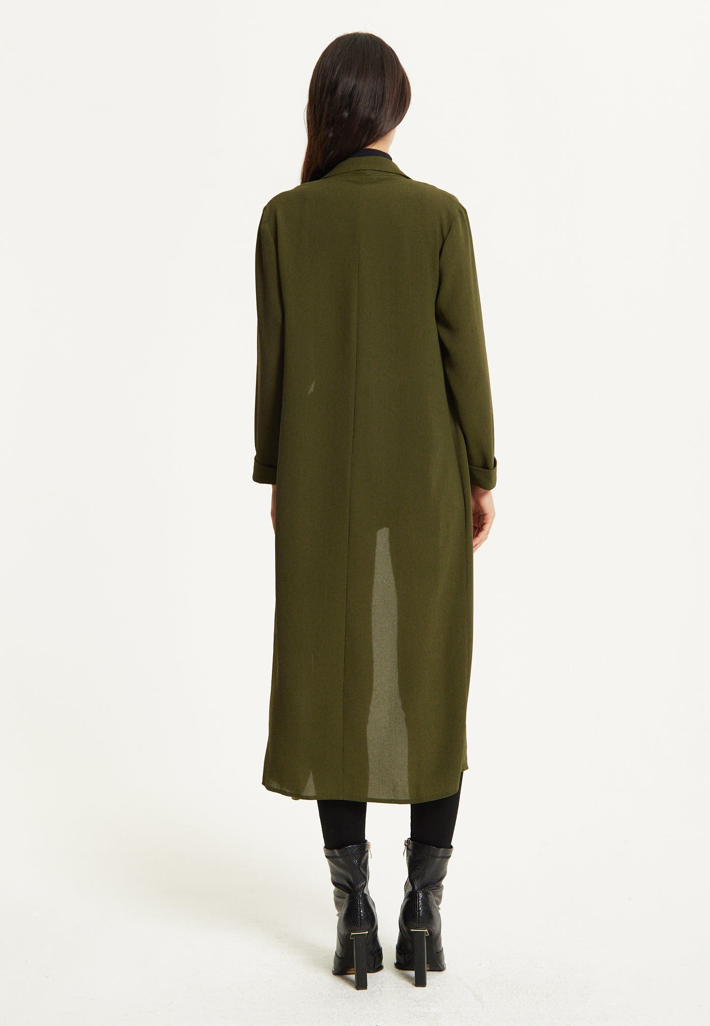 
                  
                    Khaki Waterfall Duster Coat
                  
                