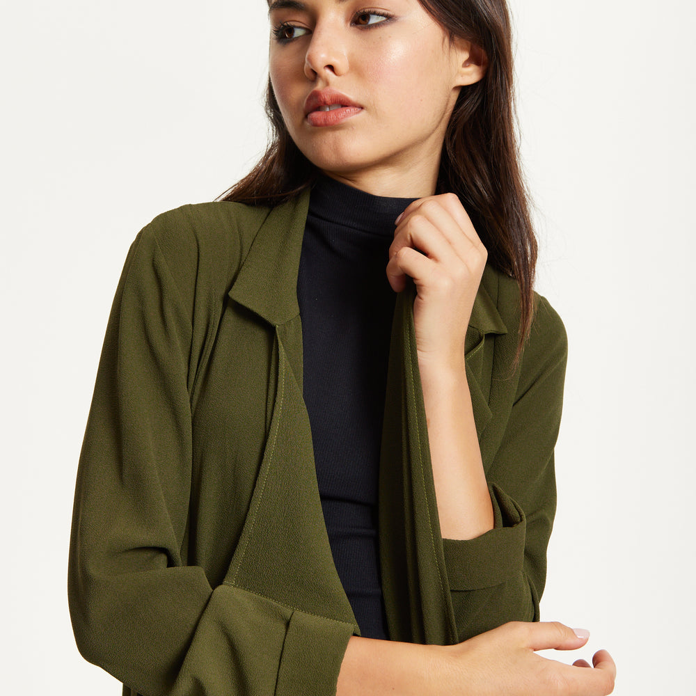 
                  
                    Khaki Waterfall Duster Coat
                  
                