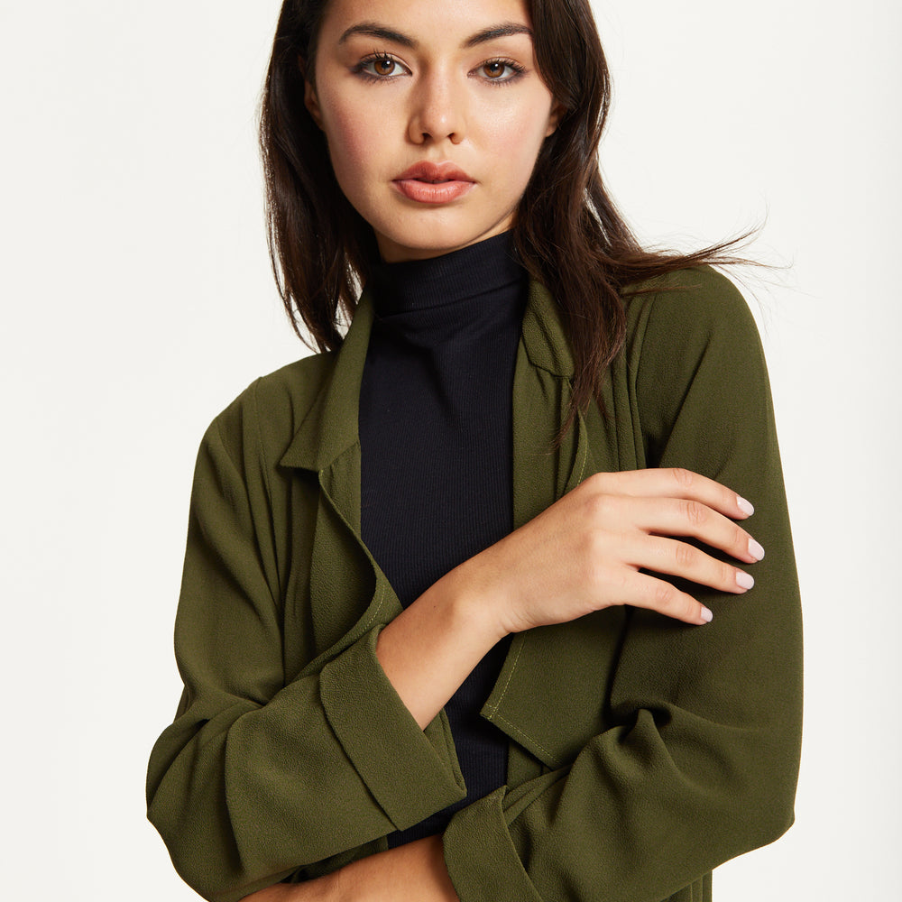 
                  
                    Khaki Waterfall Duster Coat
                  
                