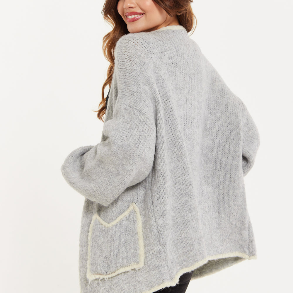 
                  
                    Liquorish Mohair Knitted Cardigan with Pockets in Grey
                  
                