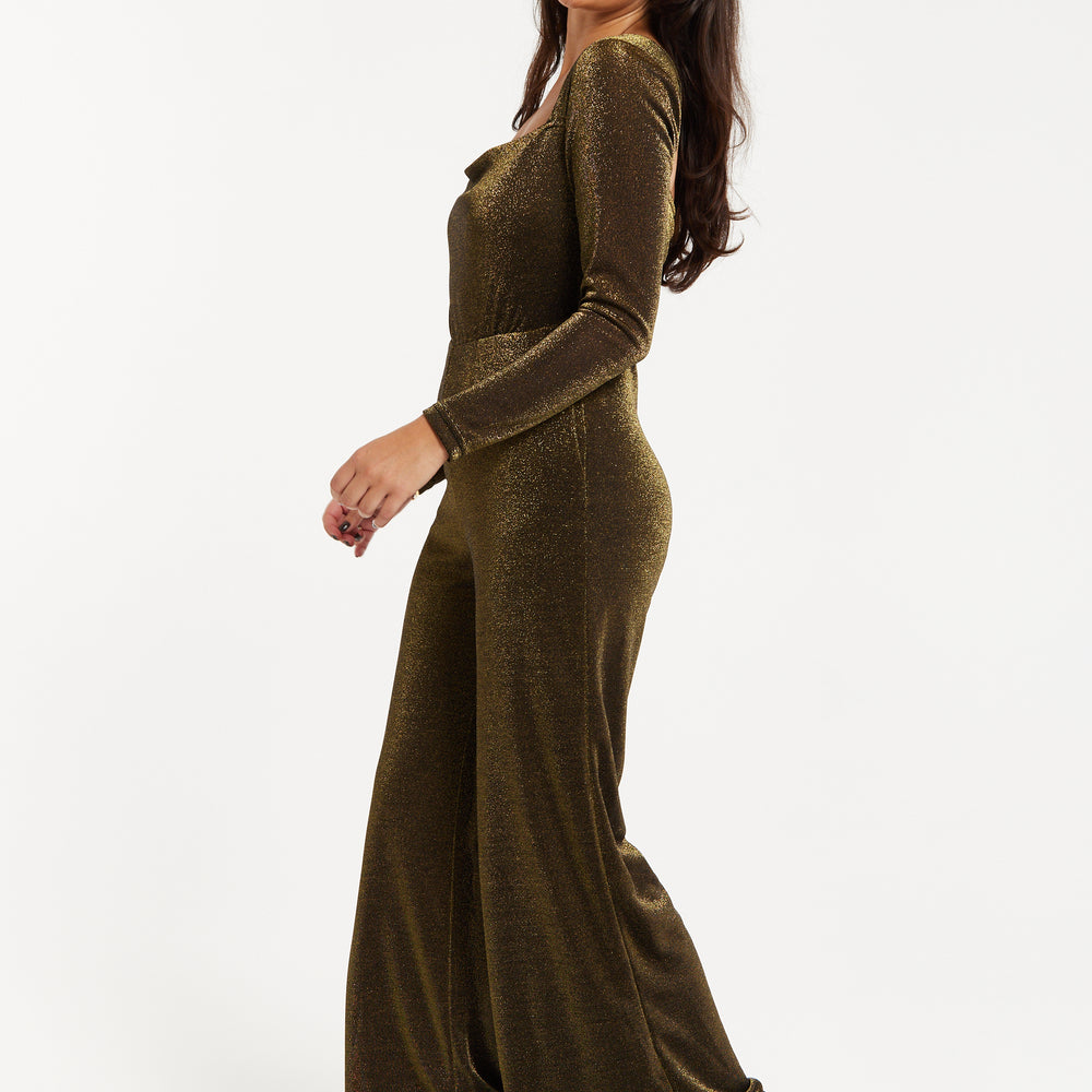 
                  
                    Liquorish Gold Cowl Neck Lurex Jumpsuit
                  
                