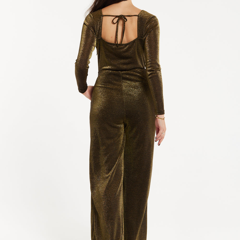 
                  
                    Liquorish Gold Cowl Neck Lurex Jumpsuit
                  
                