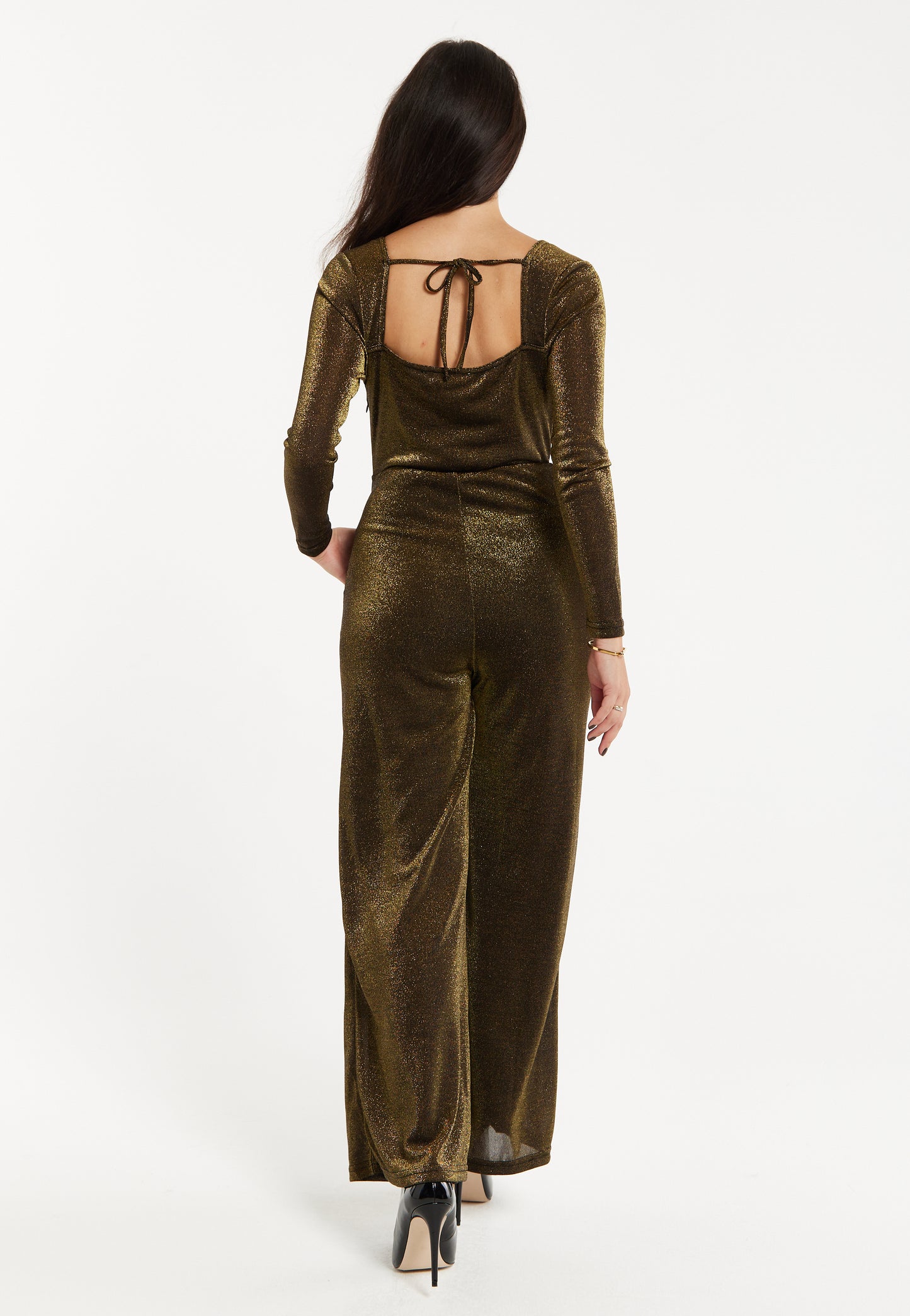 
                  
                    Liquorish Gold Cowl Neck Lurex Jumpsuit
                  
                