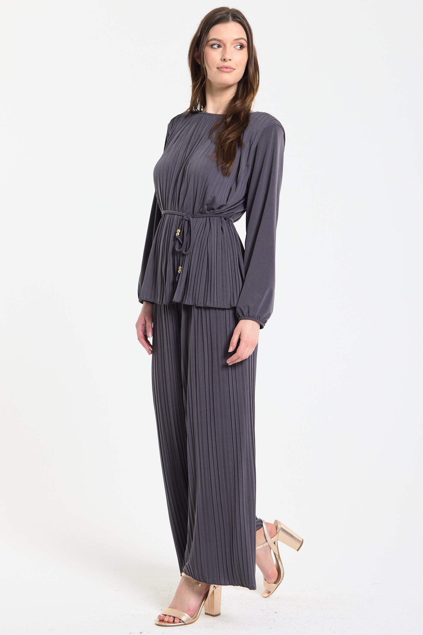 
                  
                    Pleated Charcoal Top and Trouser Set
                  
                