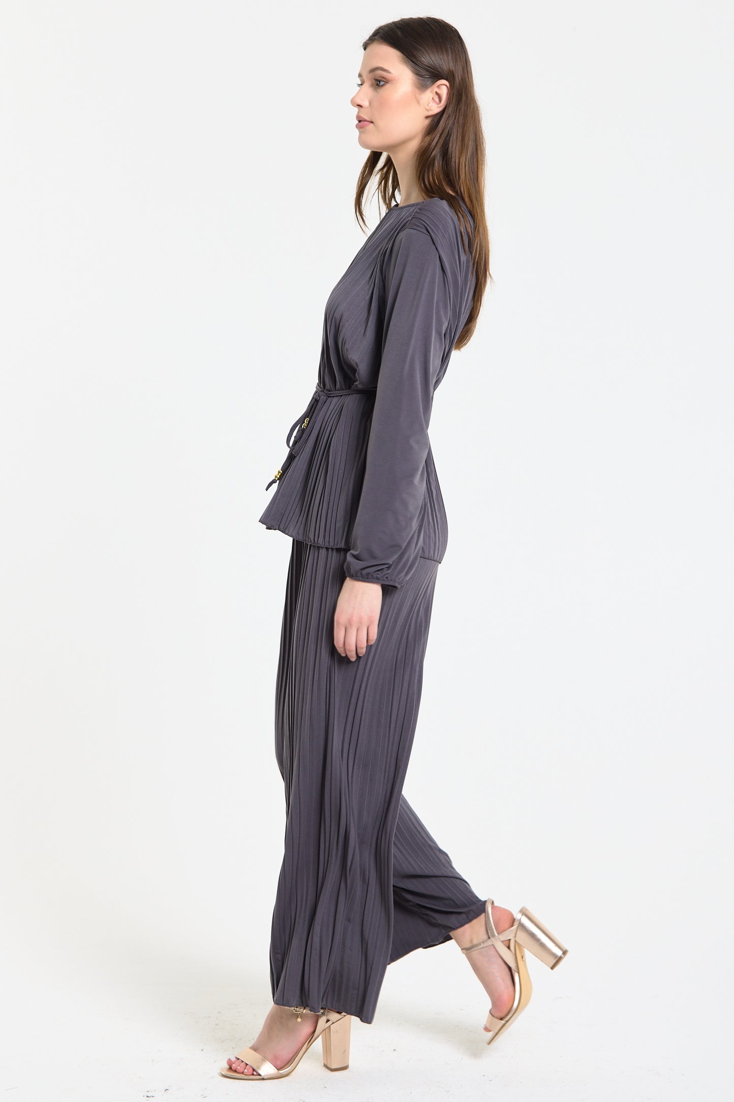 
                  
                    Pleated Charcoal Top and Trouser Set
                  
                