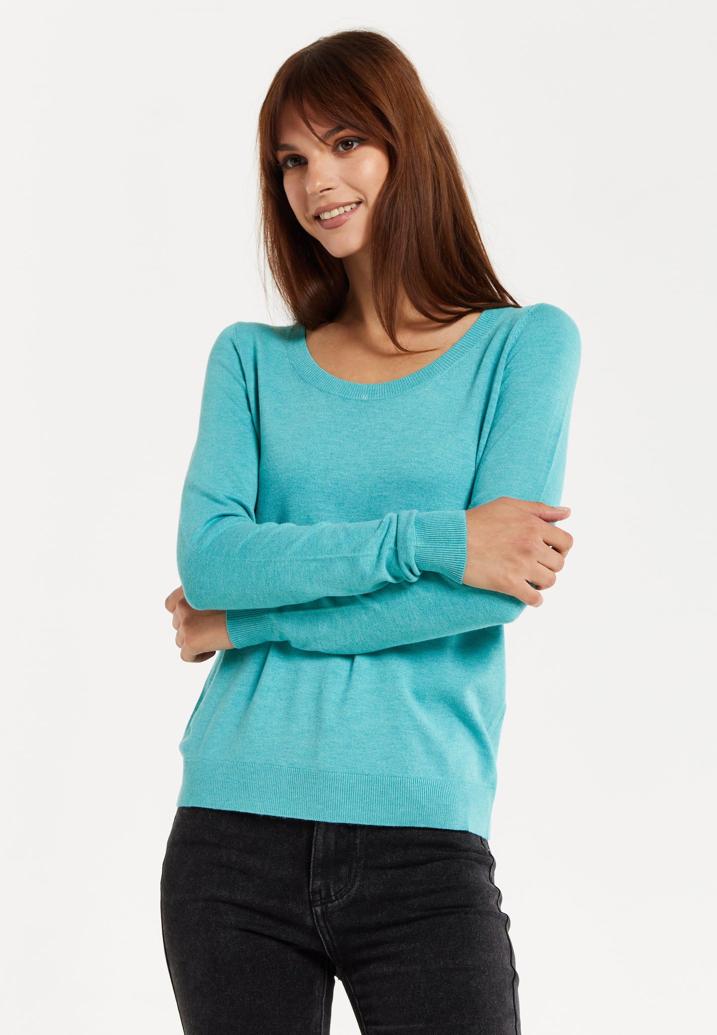 
                  
                    Liquorish Classic Round Neck Sky Blue Pullover
                  
                