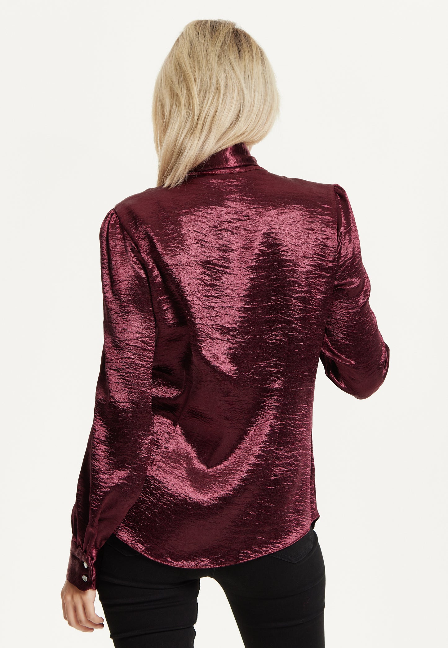 
                  
                    Burgundy Satin Tie Neck Blouse
                  
                
