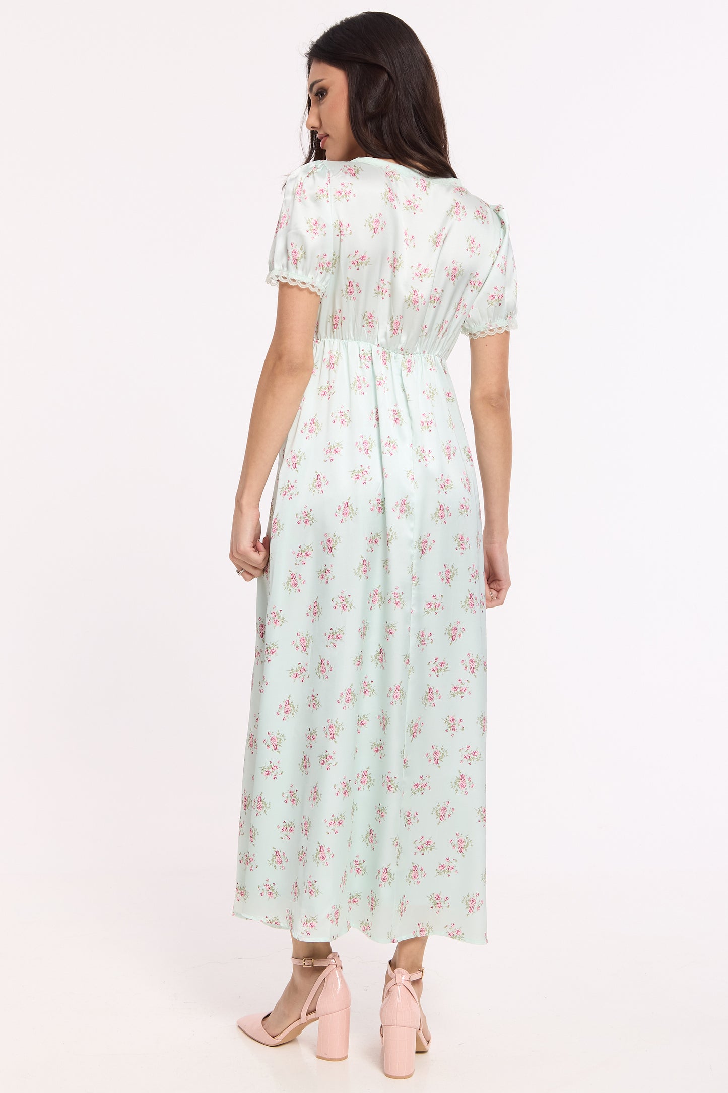 
                  
                    Mint Floral V Neck Midi Dress
                  
                