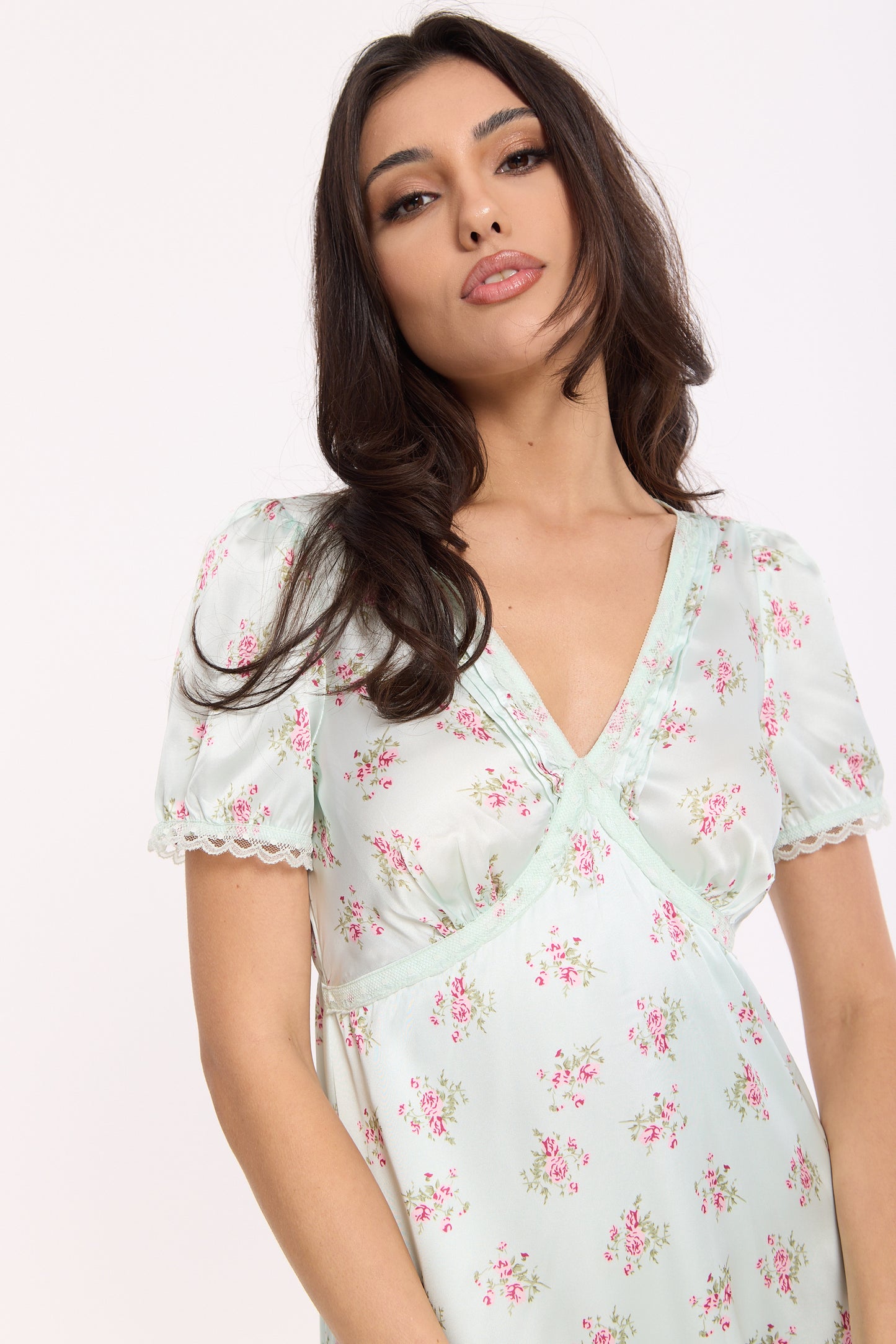 
                  
                    Mint Floral V Neck Midi Dress
                  
                