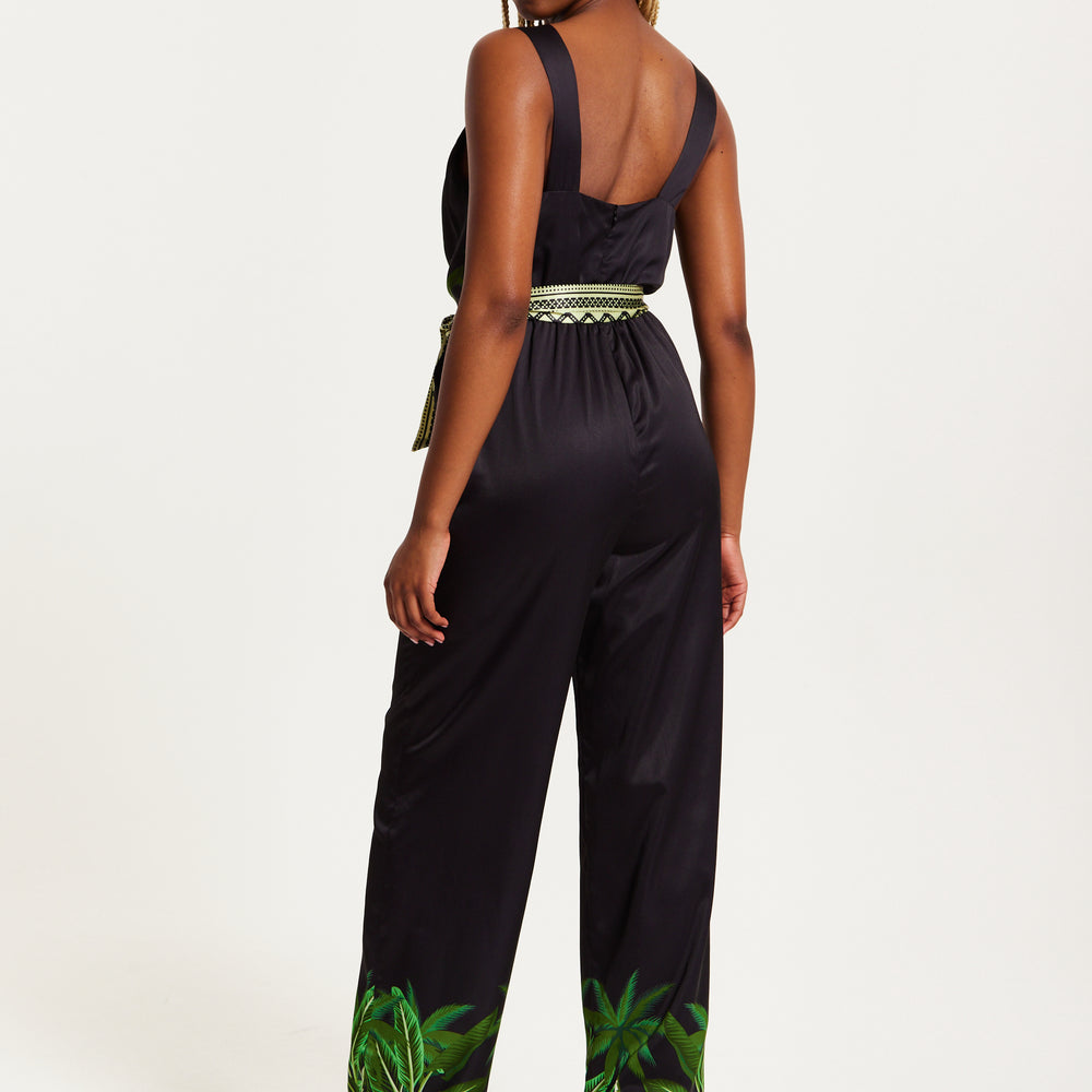 
                  
                    Liquorish Leaf Printed V-neck Jumpsuit With Tie Detail
                  
                