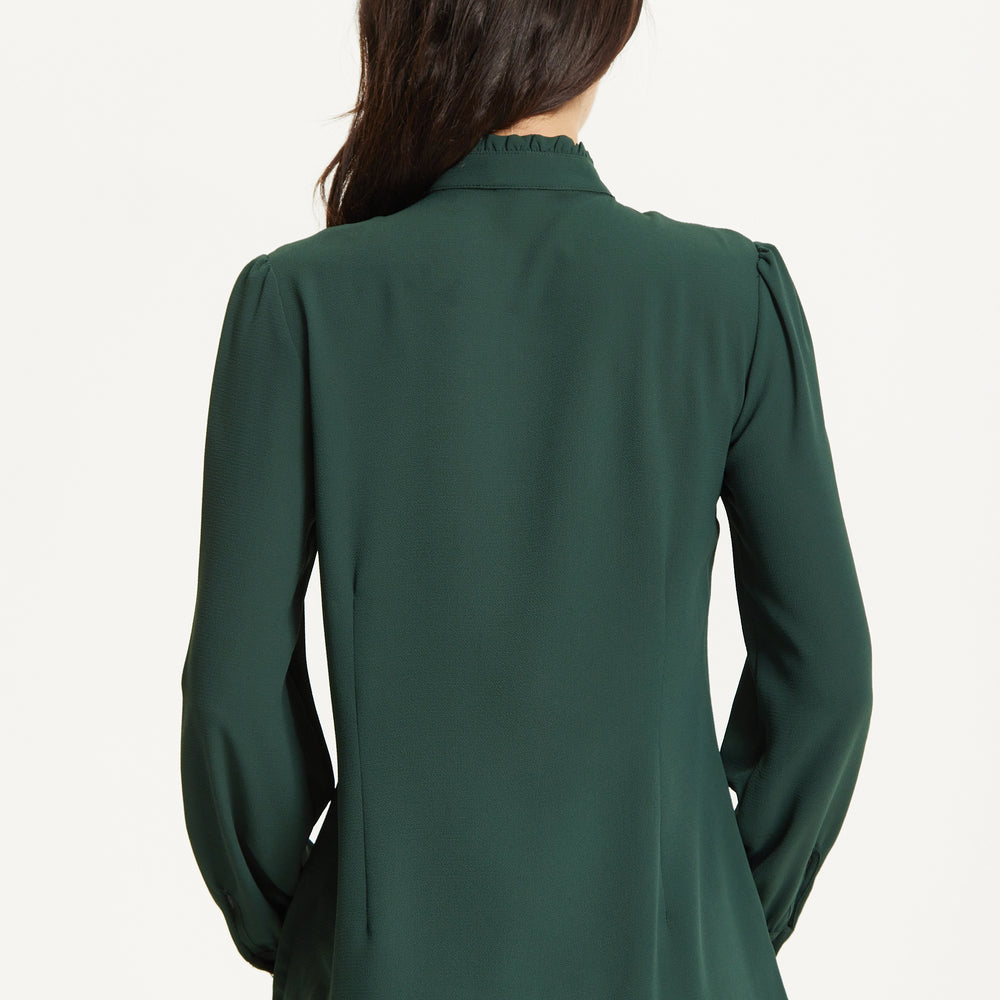 
                  
                    Green Ruffle Front Long Sleeve Blouse
                  
                