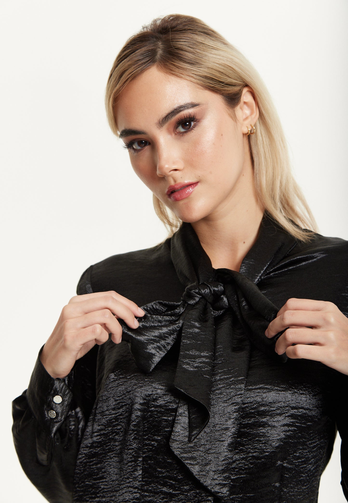 
                  
                    Black Satin Pussy-Bow Blouse
                  
                