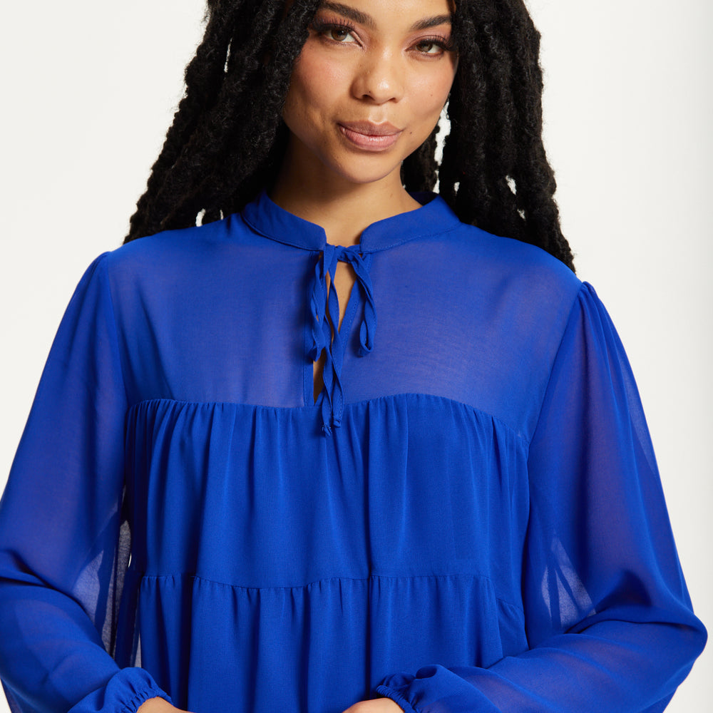 
                  
                    Royal Blue Tiered Long Sleeve Blouse
                  
                