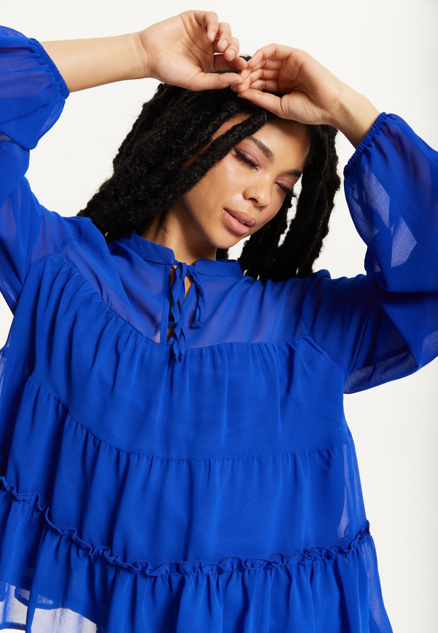
                  
                    Royal Blue Tiered Long Sleeve Blouse
                  
                