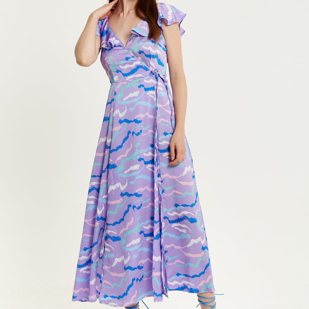 
                  
                    Liquorish Abstract Zebra Print Maxi Wrap Dress In Lilac
                  
                