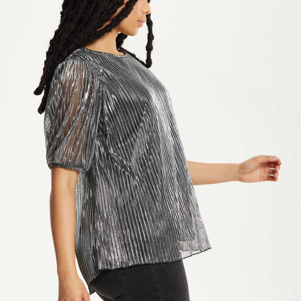 
                  
                    Metallic Pleated Puff Sleeve Top
                  
                