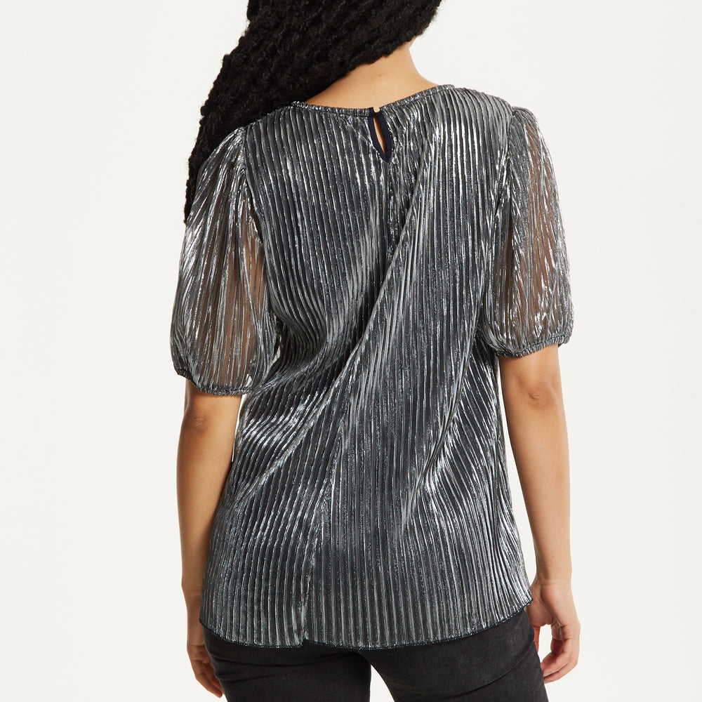 
                  
                    Metallic Pleated Puff Sleeve Top
                  
                