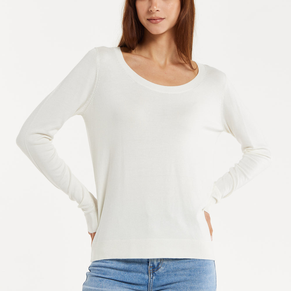 
                  
                    Liquorish Classic Round Neck White Pullover
                  
                