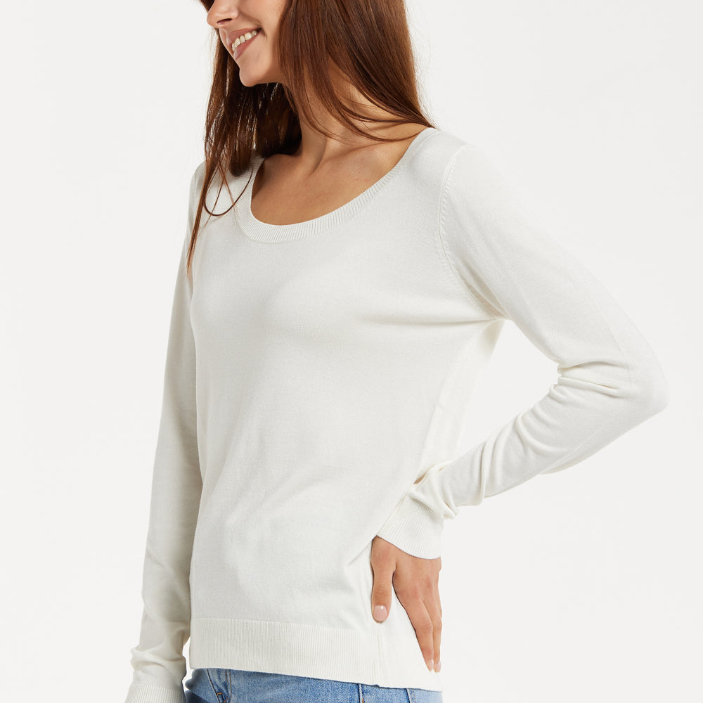 
                  
                    Liquorish Classic Round Neck White Pullover
                  
                