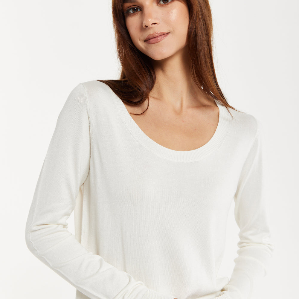 
                  
                    Liquorish Classic Round Neck White Pullover
                  
                