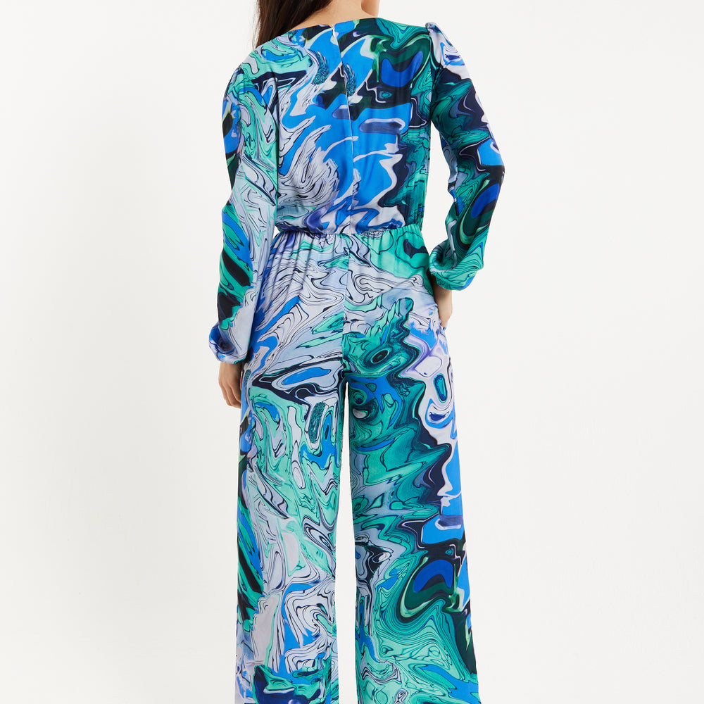 
                  
                    Liquorish Turquoise Marble Print Jumpsuit
                  
                