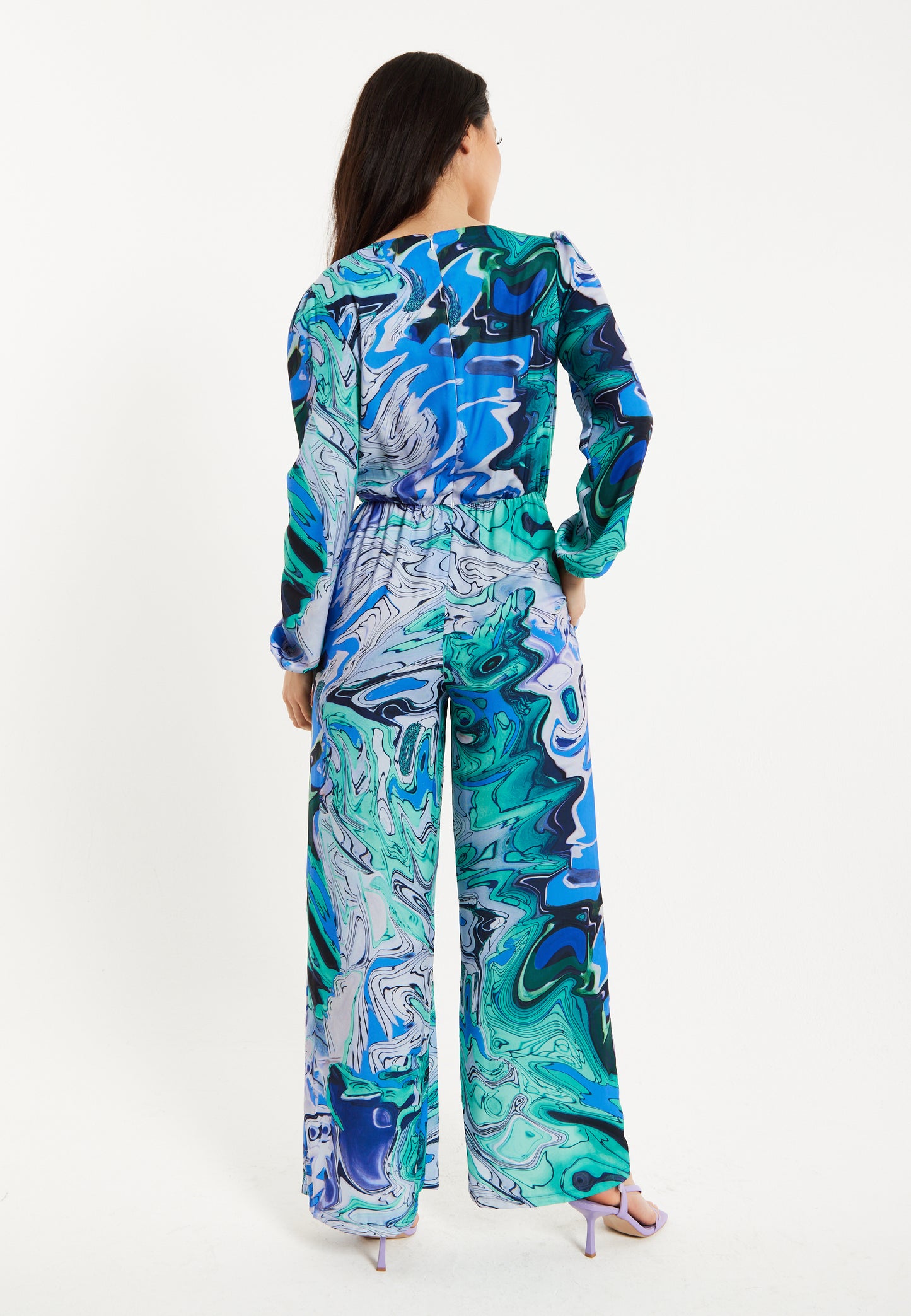 
                  
                    Liquorish Turquoise Marble Print Jumpsuit
                  
                