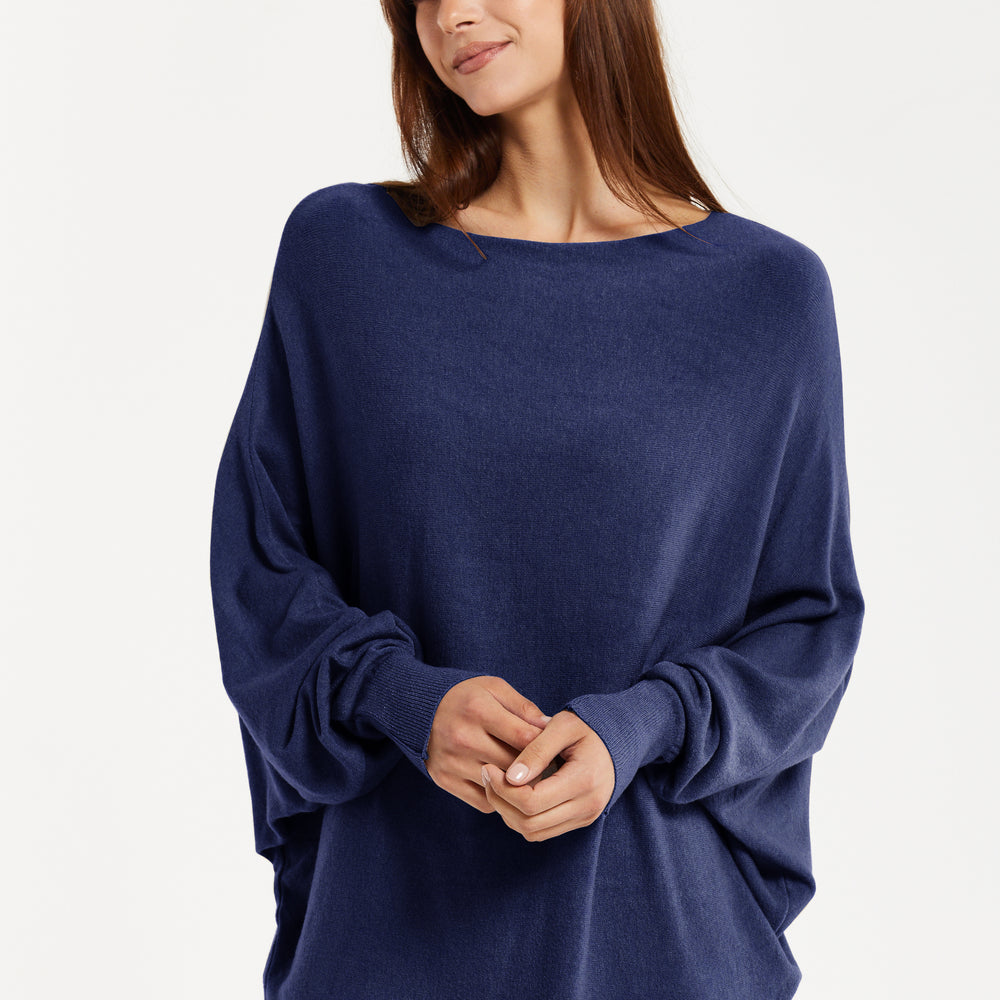 
                  
                    Liquorish Women's Jumper Navy Soft with Batwing Sleeves
                  
                