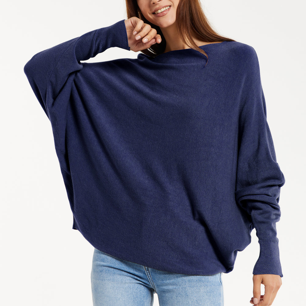 
                  
                    Liquorish Women's Jumper Navy Soft with Batwing Sleeves
                  
                