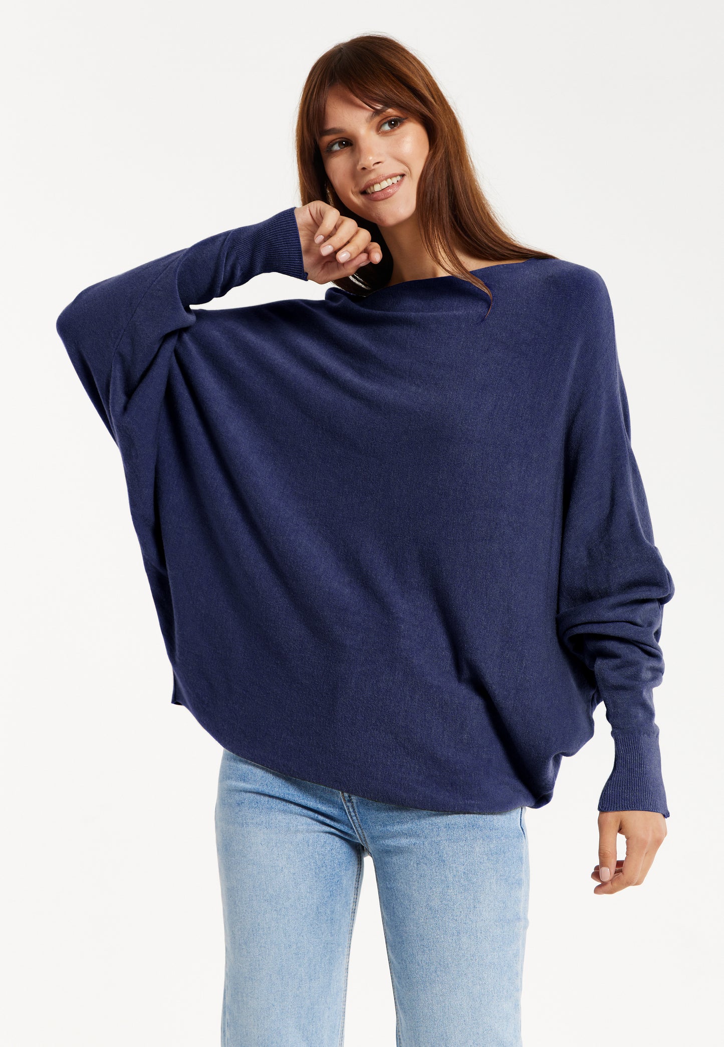 
                  
                    Liquorish Women's Jumper Navy Soft with Batwing Sleeves
                  
                