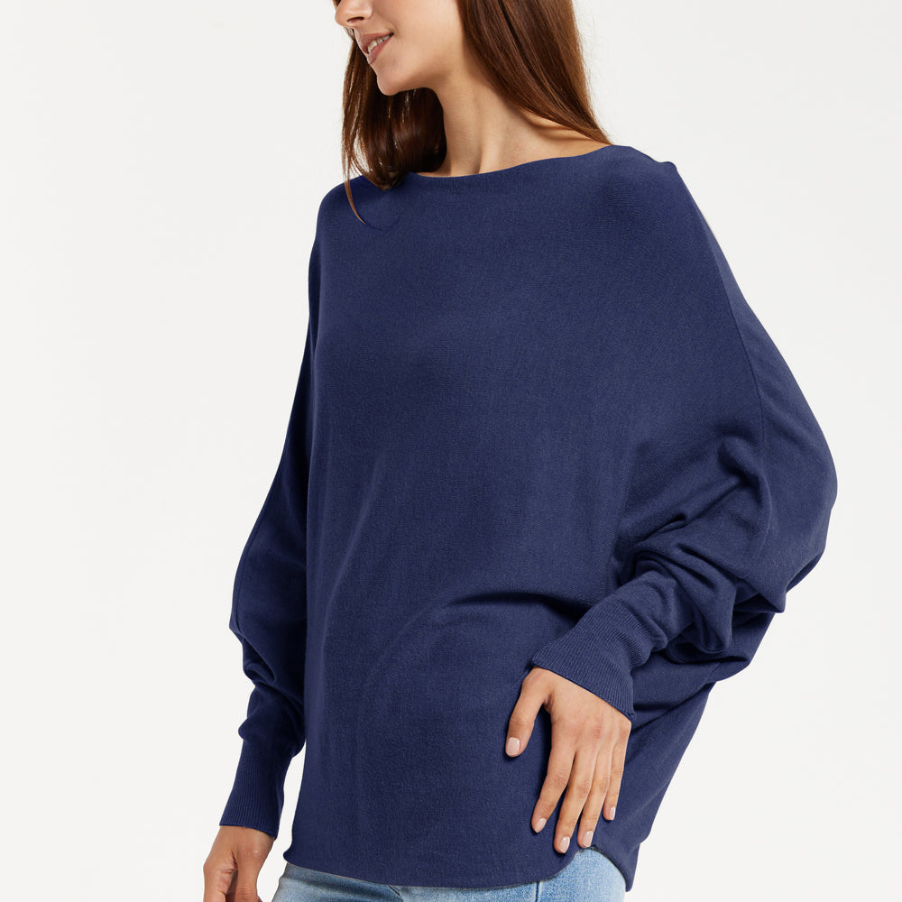 
                  
                    Liquorish Women's Jumper Navy Soft with Batwing Sleeves
                  
                