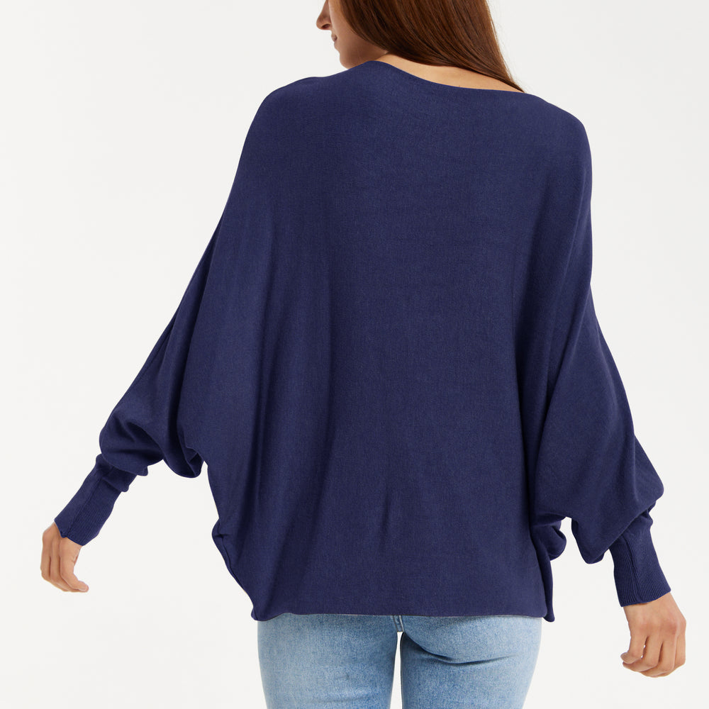 
                  
                    Liquorish Women's Jumper Navy Soft with Batwing Sleeves
                  
                