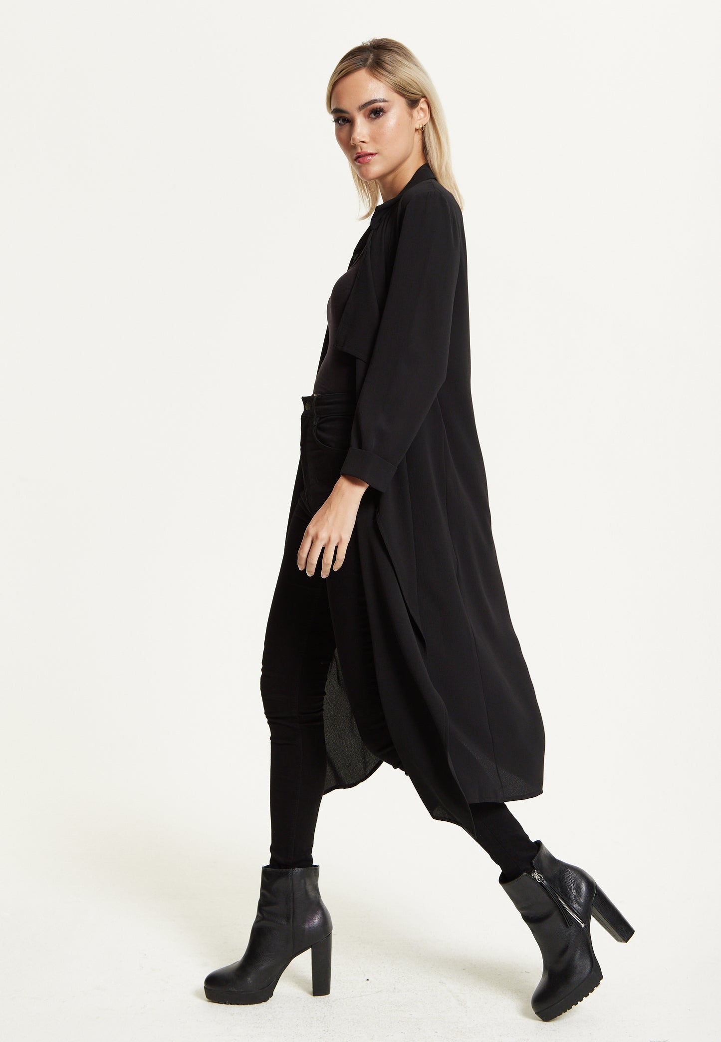 
                  
                    Black Waterfall Duster Coat
                  
                