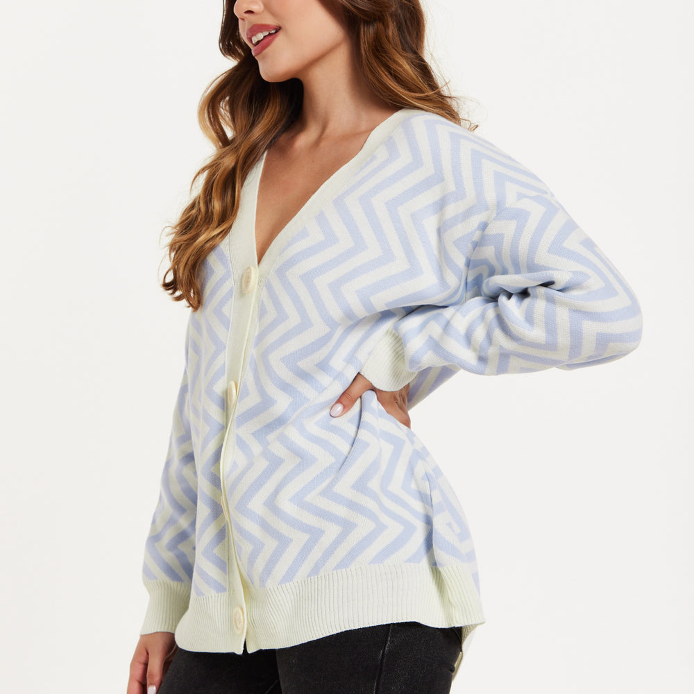 
                  
                    Zig Zag Pattern Cardigan Blue&White
                  
                