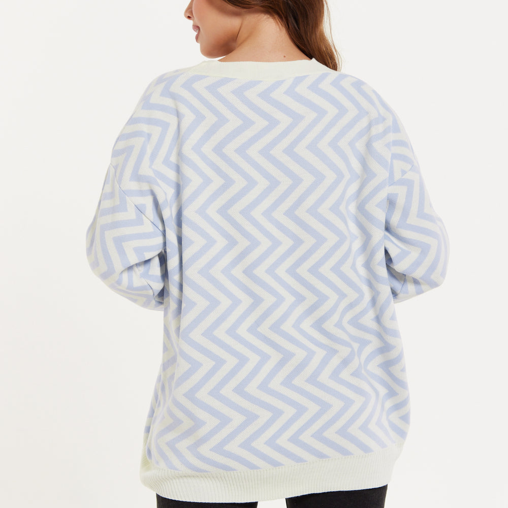 
                  
                    Zig Zag Pattern Cardigan Blue&White
                  
                