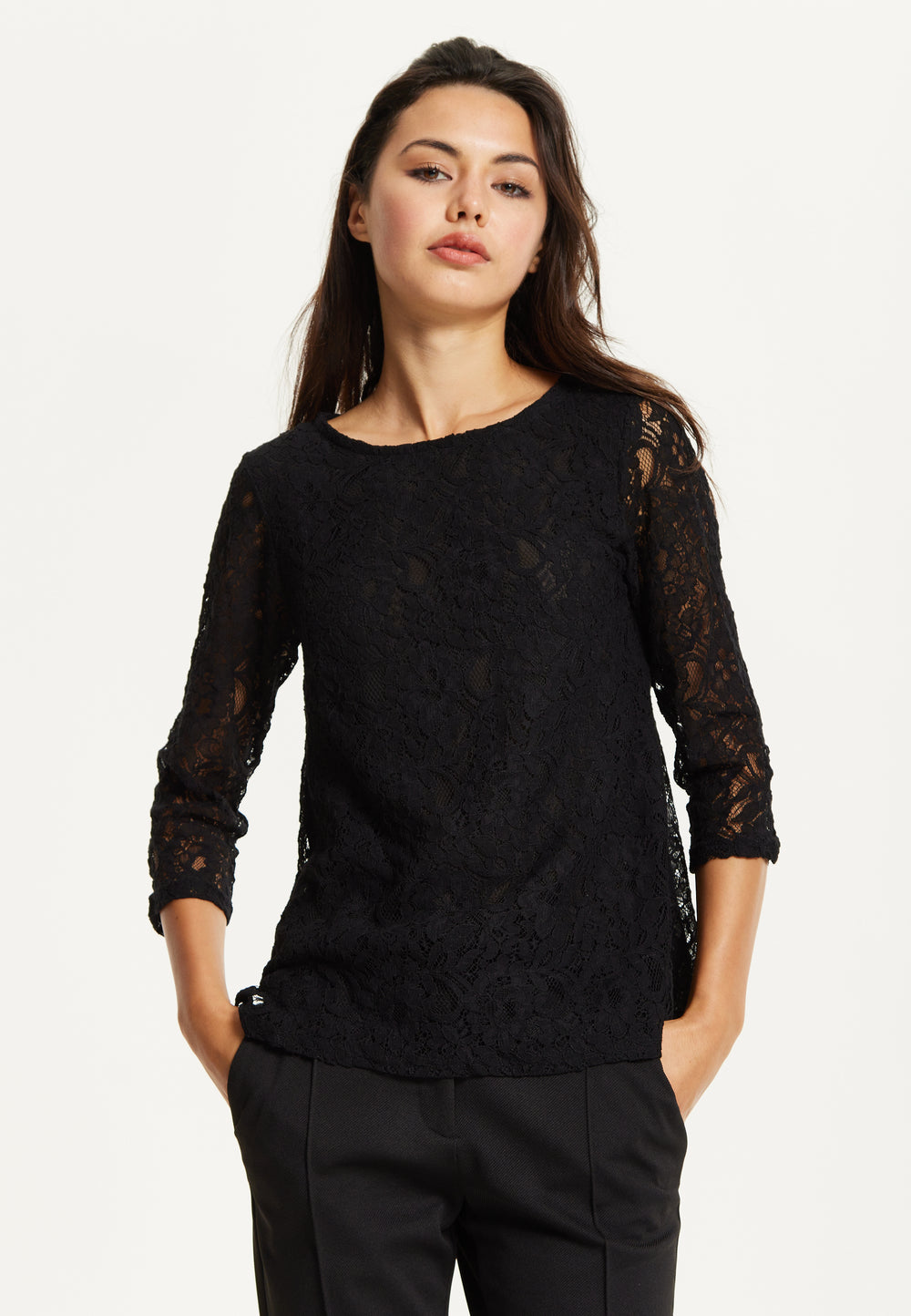 Black Lace 3/4 Sleeve Top