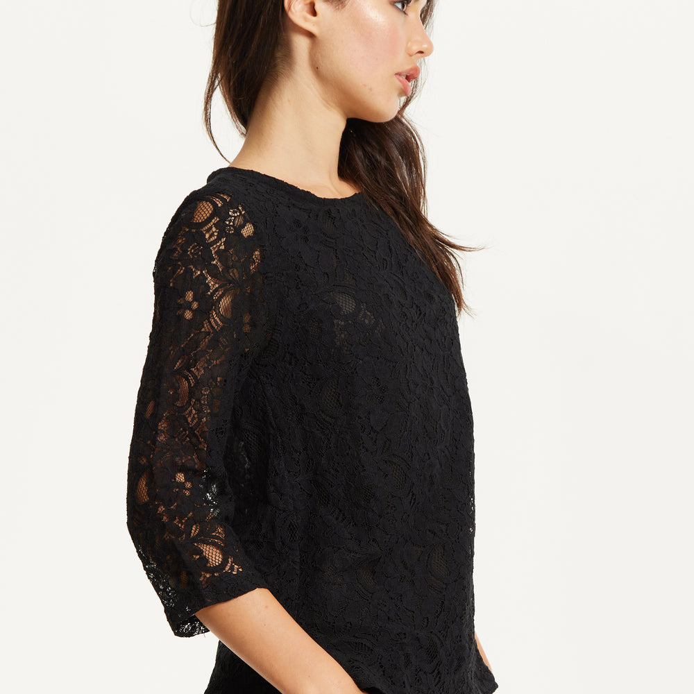 
                  
                    Black Lace 3/4 Sleeve Top
                  
                