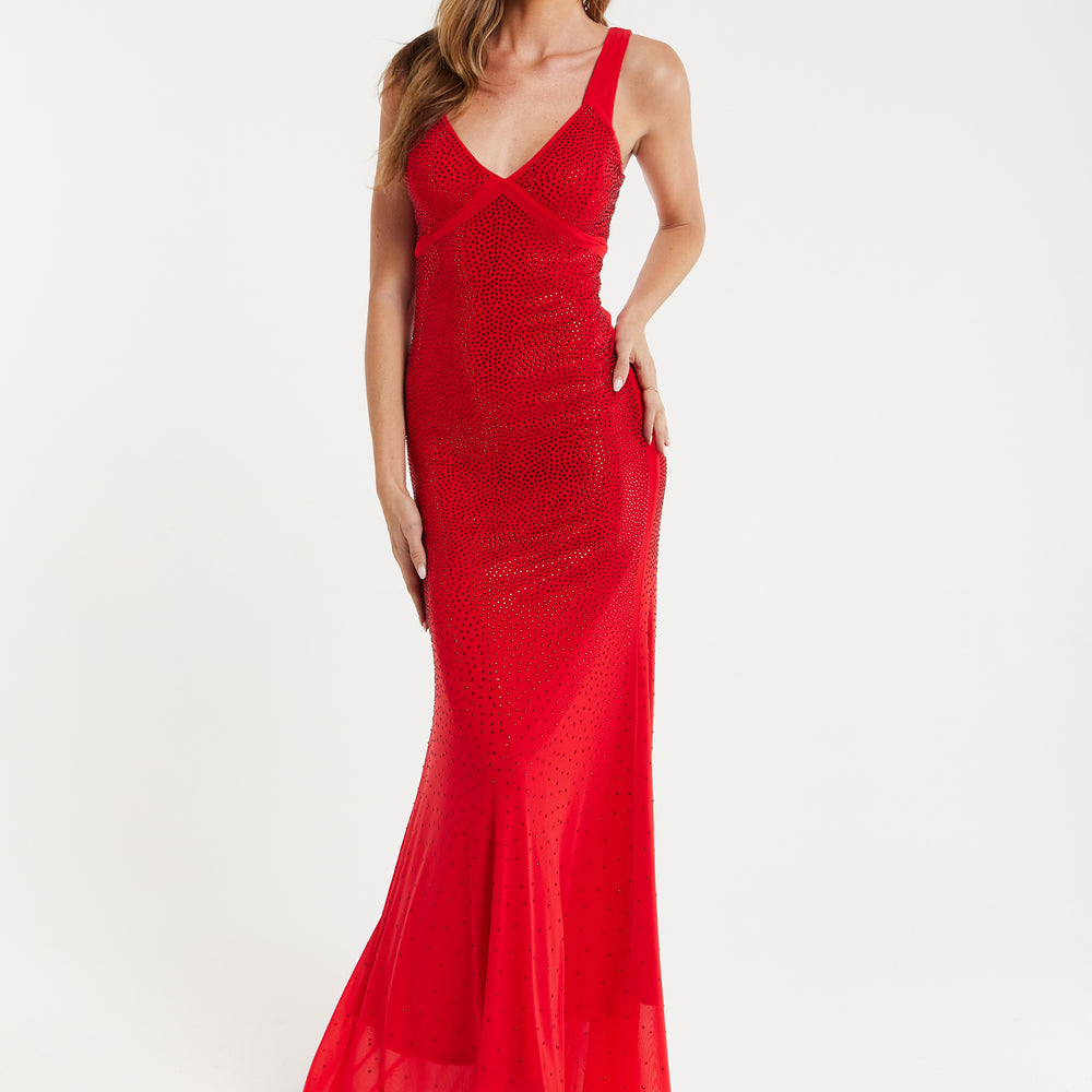 
                  
                    Women’s Maxi Dress in Red with Sleeveless Design and Open Back Detail, Perfectly Dazzling - Liquorish
                  
                