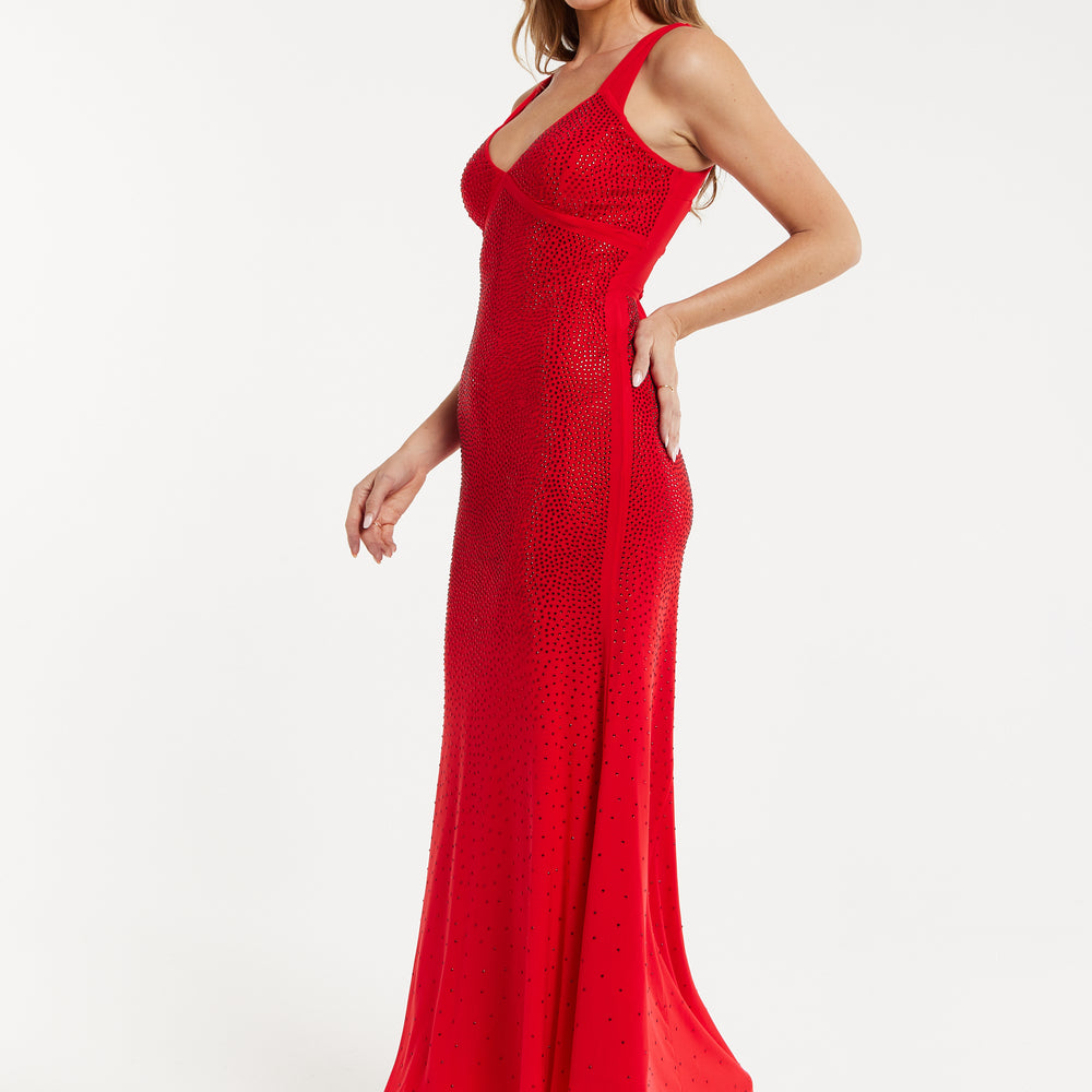 
                  
                    Women’s Maxi Dress in Red with Sleeveless Design and Open Back Detail, Perfectly Dazzling - Liquorish
                  
                