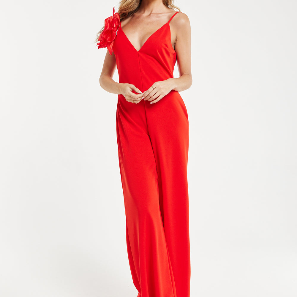 
                  
                    Liquorish Elegant Red Jumpsuit with Floral Shoulder Detail
                  
                