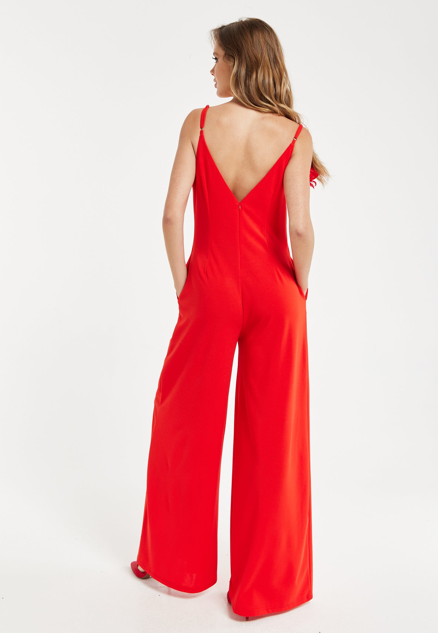 
                  
                    Liquorish Elegant Red Jumpsuit with Floral Shoulder Detail
                  
                