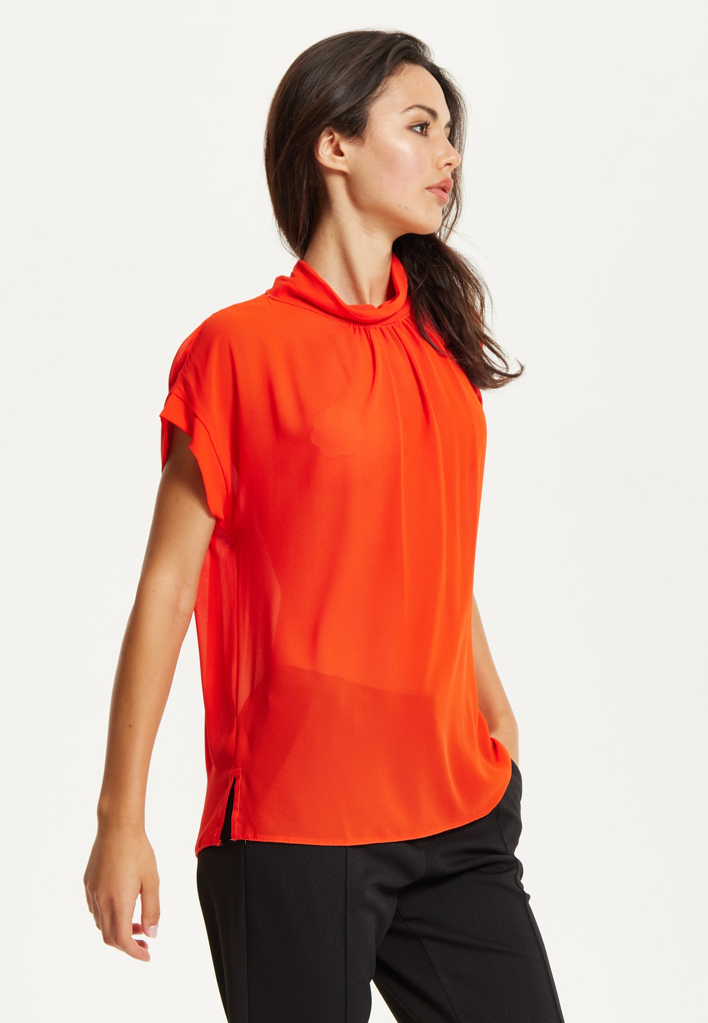 
                  
                    Orange High Neck Tie Back Top
                  
                