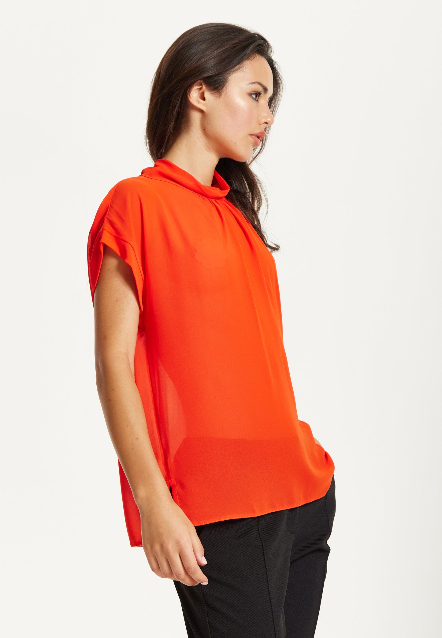 
                  
                    Orange High Neck Tie Back Top
                  
                